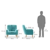 Hagen Solid Wood Lounge Chair in Icy Turquoise Velvet Colour