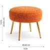 Doe Buck Luna Boucle Round Ottoman Stool in Orange Colour with Gold Metal Legs