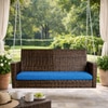 Carry Bird Wicker Patio Furniture Outdoor Balcony Swings In Brown And Blue Colour