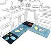 Luxe Home Happy Design Combo Kitchen Runner Mat- Blue (116x36 & 58x36 cm PC-2)