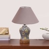 Devansh Conical Grey Cotton Shade Lamp With Wood & Mosaic Glass Base For Decoration/Office/Home/Gifting/Study For Decoration/Office/Home/Gifting/Study -(10X10X14.5) Inches -A
