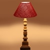 Devansh Maroon Jute Table Lamp With G Wood Natural Base (10X10X21 Inches)-36