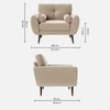 Faro Velvet 1 Seater Sofa in Cream Colour