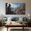 The Castle Decor Lord Rama Wall Art Set of 5 Digital Painting 27x48 Inch