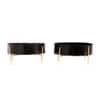 Metal Planter With Stand Set Of 2 In Black And Gold Colour