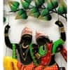 Desert Art Metal Handpainted Radha Krishna Jhula Wall Hanging in Multicolour