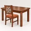 Globally Indian Bandhana Solid Sheesham Wood 4 Seater Dining Table Set 4 Chairs Terracotta Orange