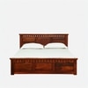 Zvya Solid Wood Queen  Size Upholstered Bed With Box Storage (Honey Finish)