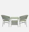 Geelong Wicker Table And Chair Set White And Black Finish