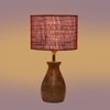 Devansh Maroon Jute Table Lamp With G Wood Natural Base -(7X13 Inches)-12