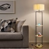 Gallow Metal Multiutility Shelf Floor Lamp With Off White Cotton Shade