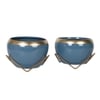 Apple Shape Metal Planter Set Of 2 In Blue And Gold Colour