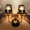 Devansh Metal Electric Wall Light in Gold Colour with Black Shade Count of 2 Lights