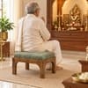 Nivara Solid Sheesham Wood Upholstered Pooja Chowki Sage Green Provincial Teak Finish