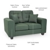 Payton 2 Seater Fabric Sofa in Fern Green Colour