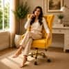 Doe Buck Swen Luxury Yellow Tufted Velvet Office Chair