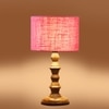 Devansh Pink Jute Table Lamp With  Wood Natural Base (7X7X15.5 Inches)-11