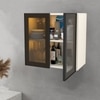 Aluminium Black Profile 2 Brown Tinted Glass Handless Shutters Wall Cabinet In Highland Pine Finish