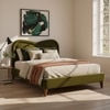 Elaris Curve Comfort Queen Size Bed in velvet With Engineer Wood Frame & Hydraulic Storage
