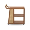 Yura Solid Wood And Cane Bar Trolley (Amber Walnut Finish)