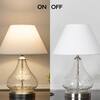 CRYSTAL Clear Glass Table Lamp with Chrome Base and White Shade