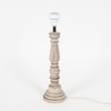 Hatton hand crafted Solid wood distress white finish table lamp With Black Cotton Shade
