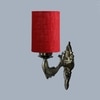 Devansh Metal Electric Wall Light in Antique Gold Colour with Maroon Shade Count of 1 Light
