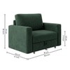 Alfon 1 Seater Velvet Pull Out Sofa Cum Bed with Storage In Green