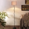Everly Zig Zag Iron Floor lamp with Cotton Drum Grey Shade (Z23)