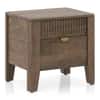 Toledo Solid Wood King Non Storage Bed with Bedside Table (Standard) – Danish Walnut Finish