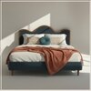 Solara Wave Luxe Queen Size Bed in velvet With Oak wood Frame & Hydraulic Storage