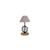 Rylie Grey cotton Table lamp with Wood & Iron Base