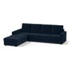Apollo Compact Sofa (Colour : Sea Port Blue Velvet, Cushion : Hard, Back Type : Regular, Seating Capacity : Left Aligned 3 Seater + Left Aligned Chaise + Ottoman)