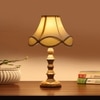 Devansh Off-White Cotton Vintage Lamp With Wood Base (12X12X18)