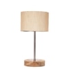 Devansh Off White Cotton Table Lamp With  Natural  Wood Base  & Steel Pipe  (7X17 Inches)-2