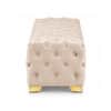 Doe Buck Velvet Tufted Bench in Beige Colour with Gold Base