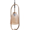 Eliante Hanging Light, White Glass Shade, Mild Steel And Wood, 1 Bulb