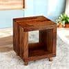 Berlin Sheesham Wood Contemporary Rectangle End Table Side Table In Natural Teak Finish