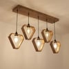 Hexad 5 Series Brown Solid Wood Cluster Hanging Light