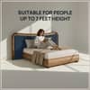 Elowen Softline King Size Bed in velvet With Oak wood Frame & Hydraulic Storage