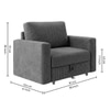 Alfon 1 Seater Velvet Pull Out Sofa Cum Bed with Storage In Dark Grey