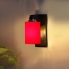 Devansh Solid Wood Electric Wall Light in Brown Colour with Red Shade Count of 1 Light