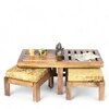 Irish Sheesham Wood 2 Seater Coffee Table Set In Teak Finish