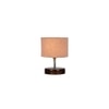 Stanley Grey cotton table lamp with brown wood base