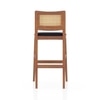 Weber Solid Wood Bar Stool (Amber Walnut Finish, Deep Blue Colour)