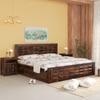 Diamond Box and Drawers Storage Queen Bed in Provincial Teak Finish