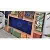 Wooden 3D Handmade Rectangle Wall Art in Blue with Krishna