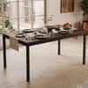 Holven 6 Seater Rectangular Dining Table Brown Maple & Black