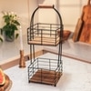 Ireka Home Rustic Grid Storage Basket with Metal Frame