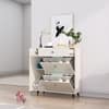 Hexa Red Engineered Wood Shoe Rack in Frosty White Colour